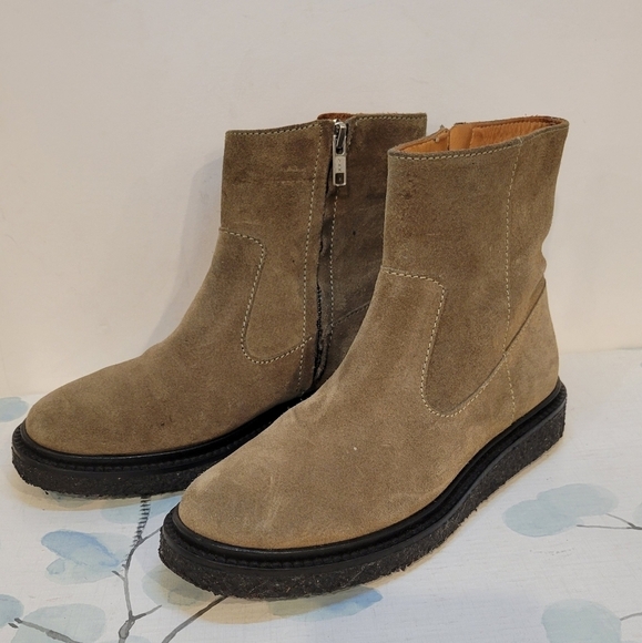 Isabel Marant Etoile  Taupe Suede  Leather Chelsea  Boots Size 37 EU - Picture 1 of 9